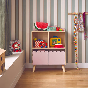 Libreria per bambini a 2 ripiani e 2 ante, rosa