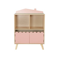 Libreria per bambini a 2 ripiani e 2 ante, rosa