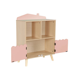 Libreria per bambini a 2 ripiani e 2 ante, rosa