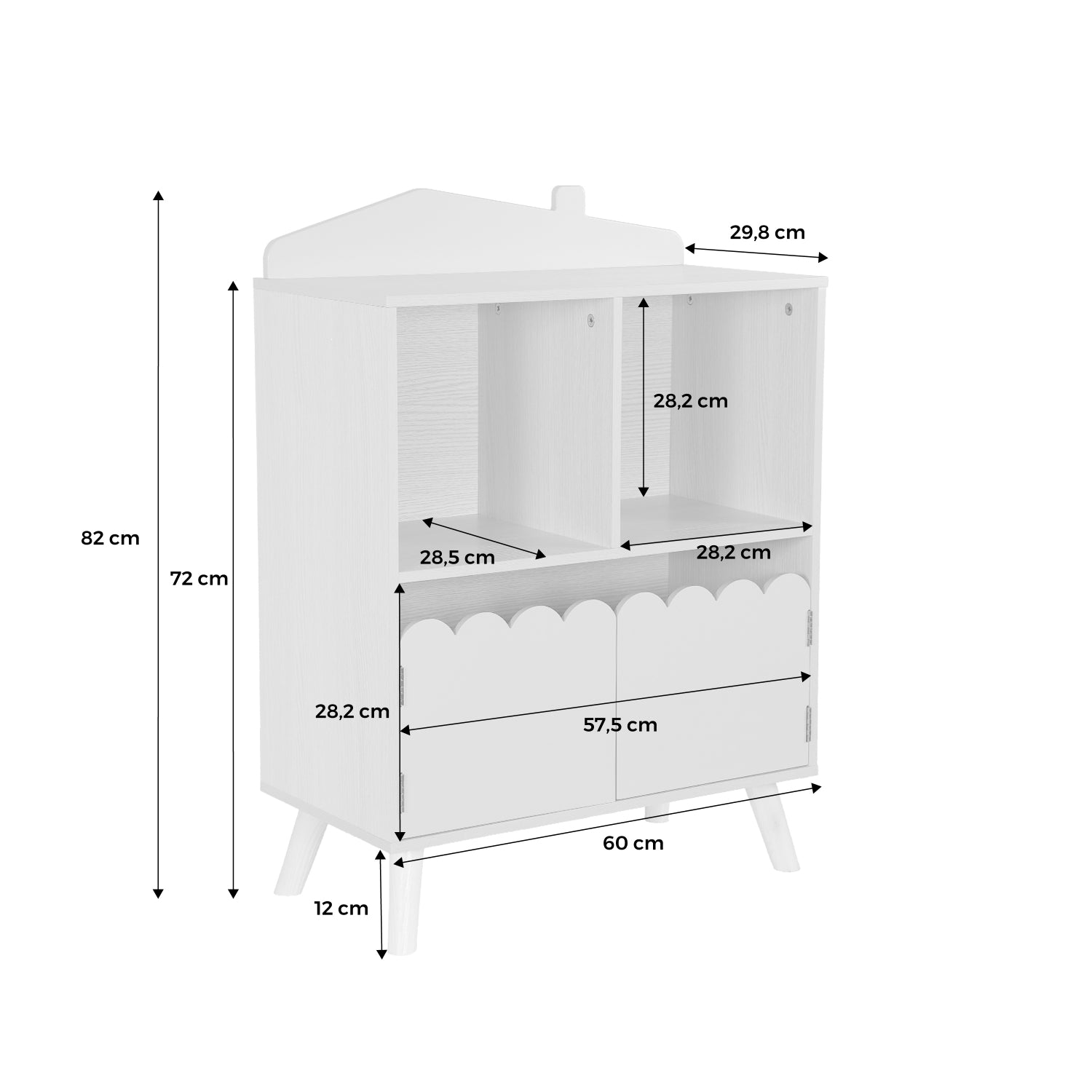 Libreria per bambini a 2 ripiani e 2 ante, rosa