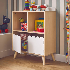 Libreria per bambini a 2 ripiani e 2 ante, bianco