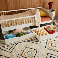 Cassettone letto per bambini roya in legno di pino, set da 2, bianco