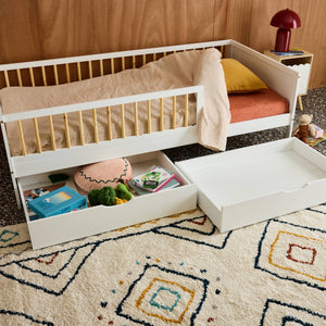 Cassettone letto per bambini roya in legno di pino, set da 2, bianco