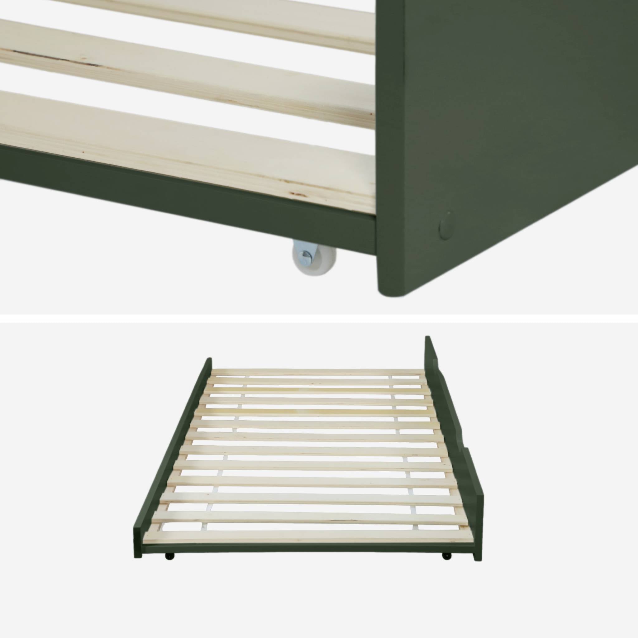 Cassetto letto per bambini roya in legno di pino naturale, verde