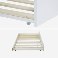 Cassetto letto per bambini roya in legno di pino naturale, bianco