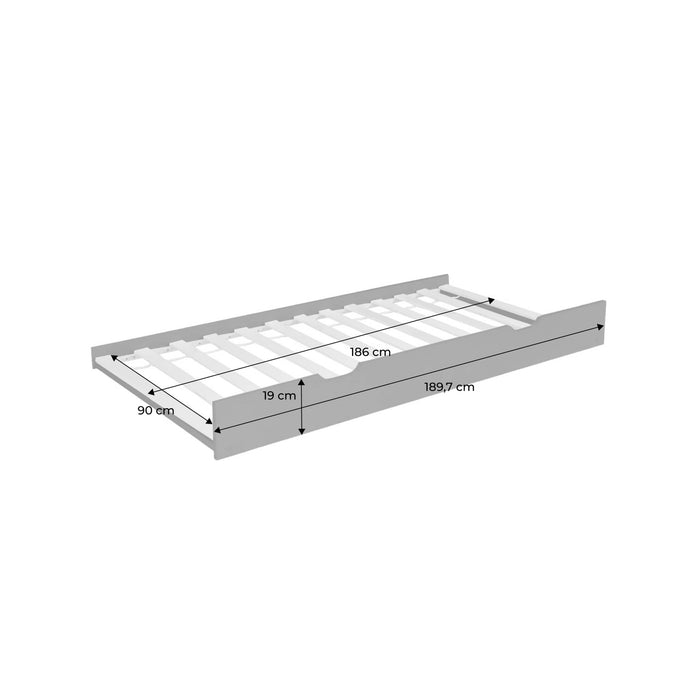 Cassetto letto per bambini roya in legno di pino naturale, bianco