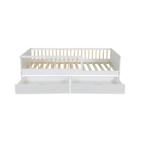 Letto per bambini 190 cm in pino naturale con rete a doghe e cassetti,