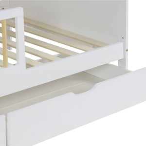 Letto per bambini 190 cm in pino naturale con rete a doghe e cassetti,