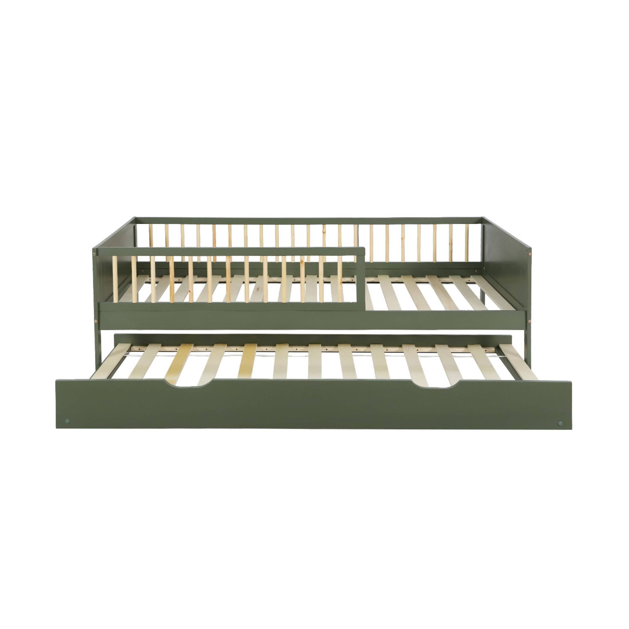 Letto per bambini 190 cm in pino naturale con rete a doghe e cassetto,