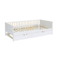 Letto per bambini 190 cm in pino naturale con rete a doghe e cassetto,