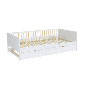 Letto per bambini 190 cm in pino naturale con rete a doghe e cassetto,