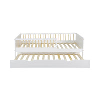 Letto per bambini 190 cm in pino naturale con rete a doghe e cassetto,