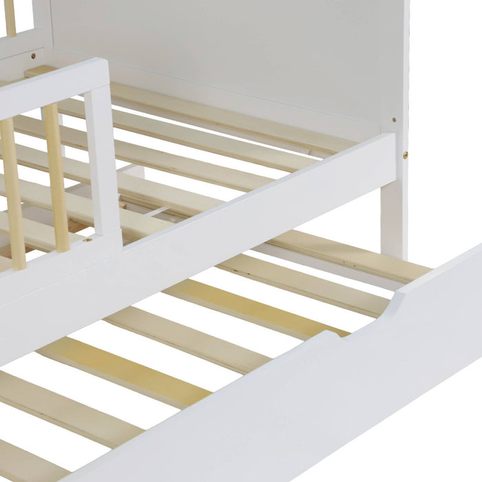 Letto per bambini 190 cm in pino naturale con rete a doghe e cassetto,