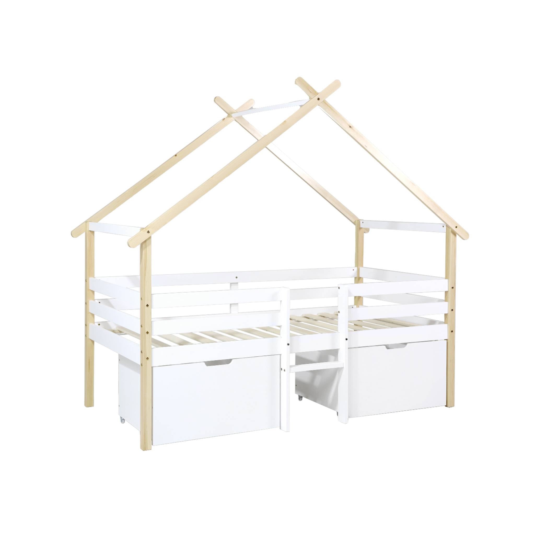 Letto per bambini 90 x 190 cm in legno di pino con rete a doghe