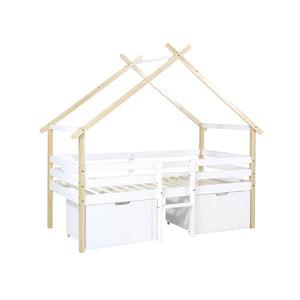 Letto per bambini 90 x 190 cm in legno di pino con rete a doghe
