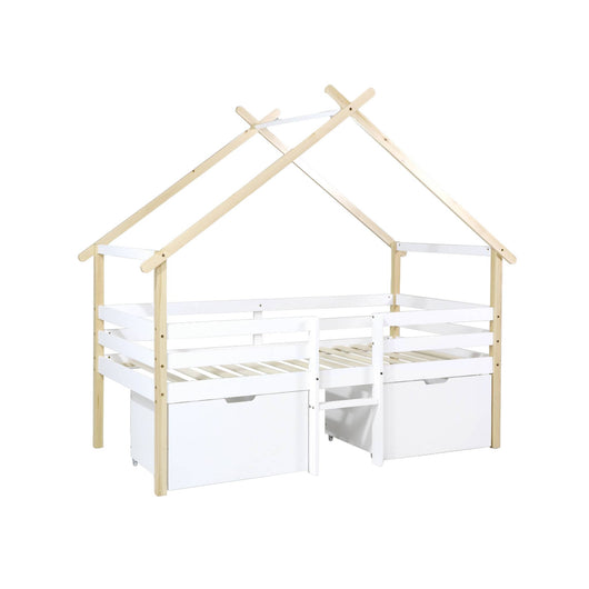 Letto per bambini 90 x 190 cm in legno di pino con rete a doghe