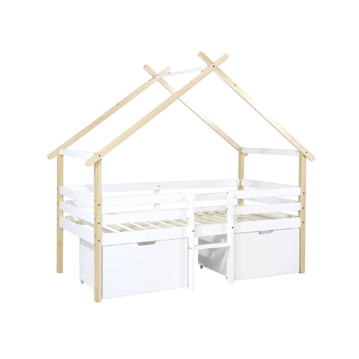 Letto per bambini 90 x 190 cm in legno di pino con rete a doghe