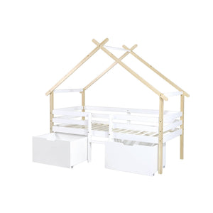 Letto per bambini 90 x 190 cm in legno di pino con rete a doghe