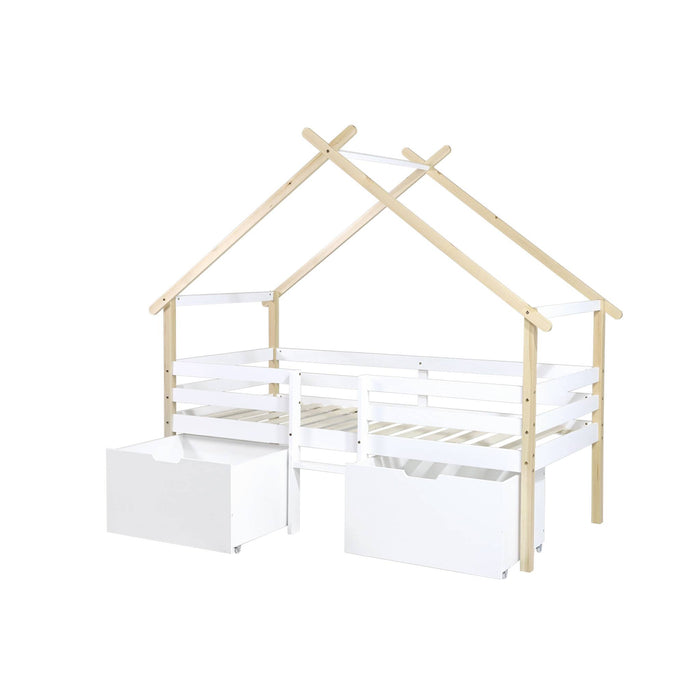 Letto per bambini 90 x 190 cm in legno di pino con rete a doghe