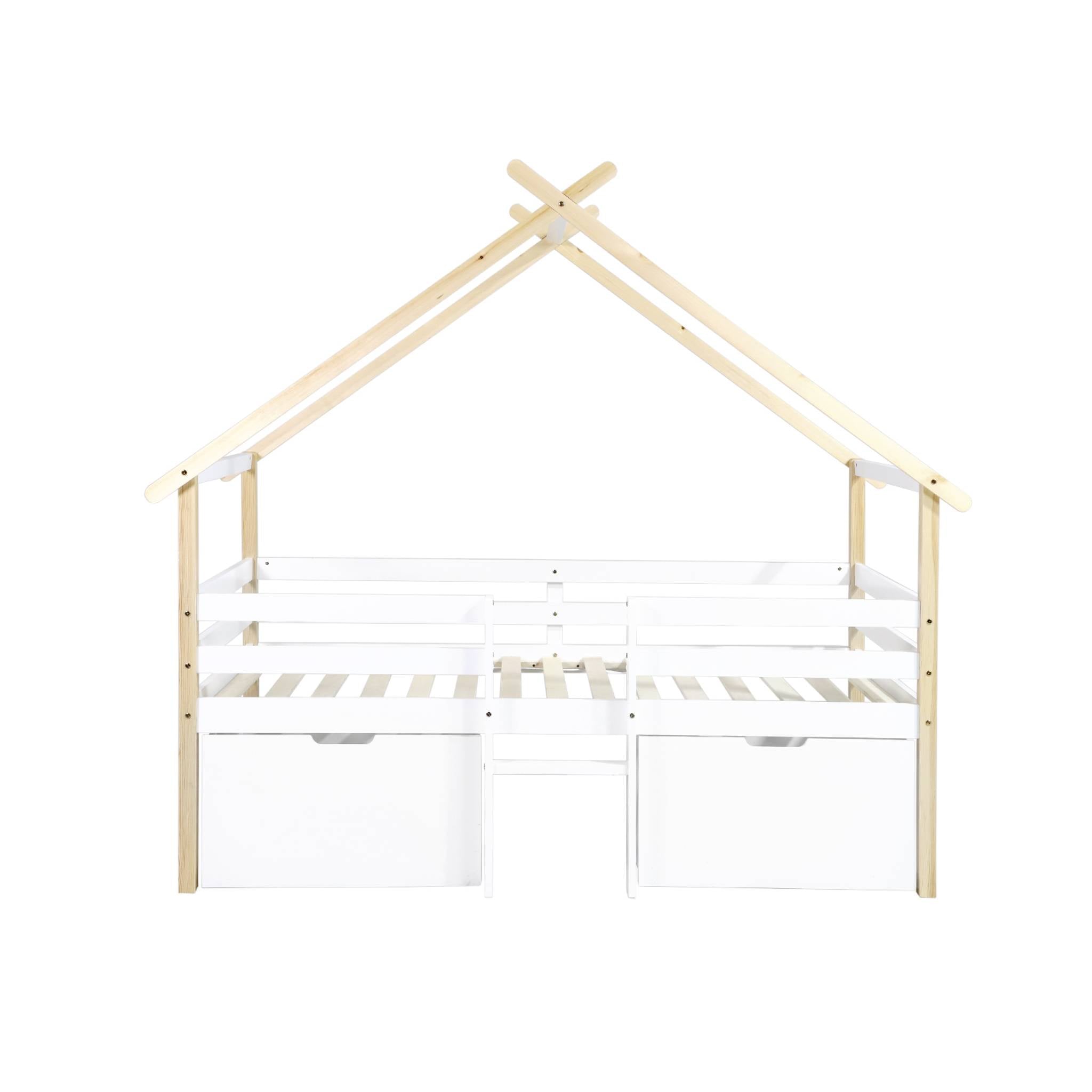 Letto per bambini 90 x 190 cm in legno di pino con rete a doghe