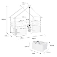 Letto per bambini 90 x 190 cm in legno di pino con rete a doghe