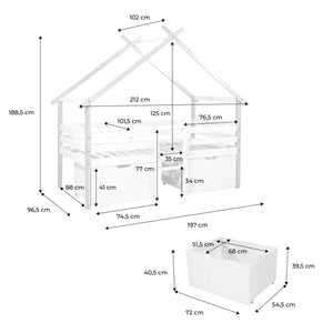 Letto per bambini 90 x 190 cm in legno di pino con rete a doghe