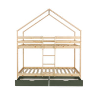 Letto a castello per bambini cabina 190 cm pino naturale con cassetti,