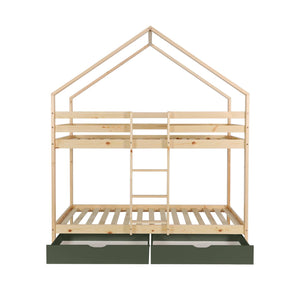 Letto a castello per bambini cabina 190 cm pino naturale con cassetti,