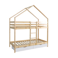 Letto a castello per bambini cabina 190 cm pino naturale con cassetti,