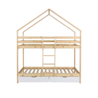 Letto a castello per bambini cabina 190 cm pino naturale con cassetti,