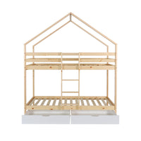 Letto a castello per bambini cabina 190 cm pino naturale con cassetti,