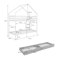 Letto a castello per bambini cabina 190 cm pino naturale con cassetti,