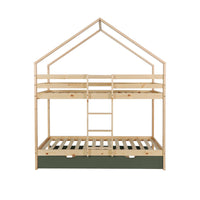 Letto a castello per bambini cabina 190 cm pino naturale con cassetto,