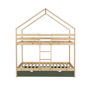 Letto a castello per bambini cabina 190 cm pino naturale con cassetto,