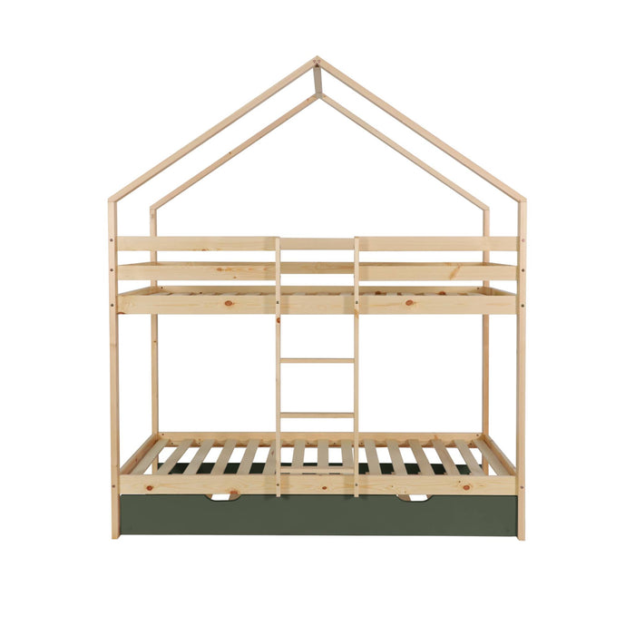 Letto a castello per bambini cabina 190 cm pino naturale con cassetto,