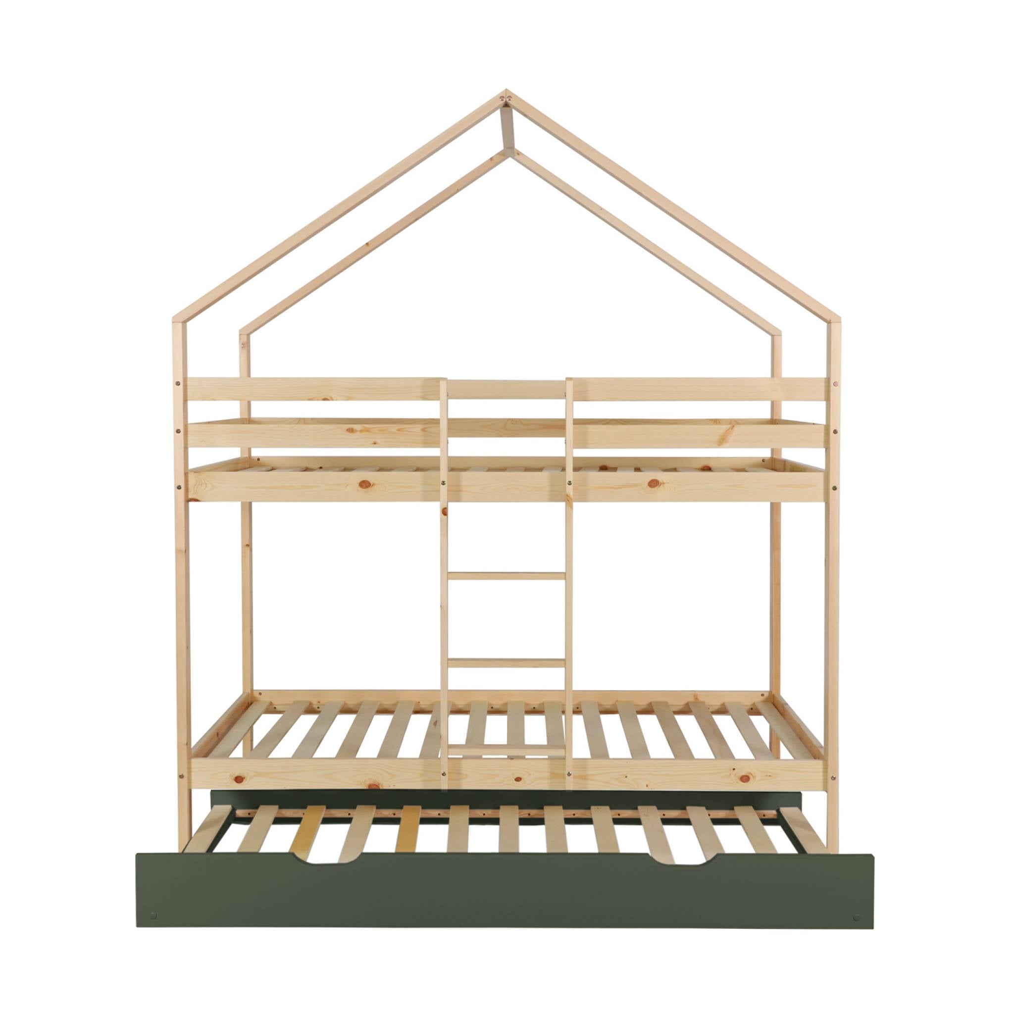Letto a castello per bambini cabina 190 cm pino naturale con cassetto,