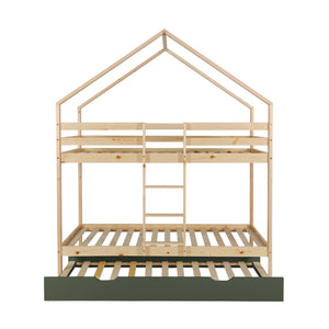 Letto a castello per bambini cabina 190 cm pino naturale con cassetto,