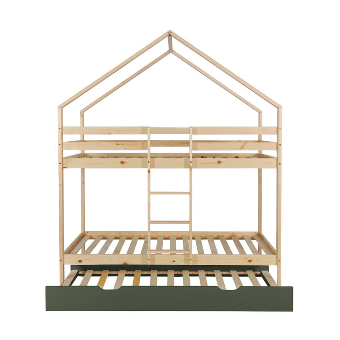 Letto a castello per bambini cabina 190 cm pino naturale con cassetto,