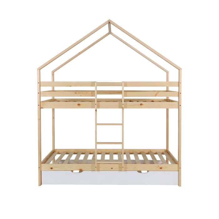 Letto a castello per bambini cabina 190 cm pino naturale con cassetto,