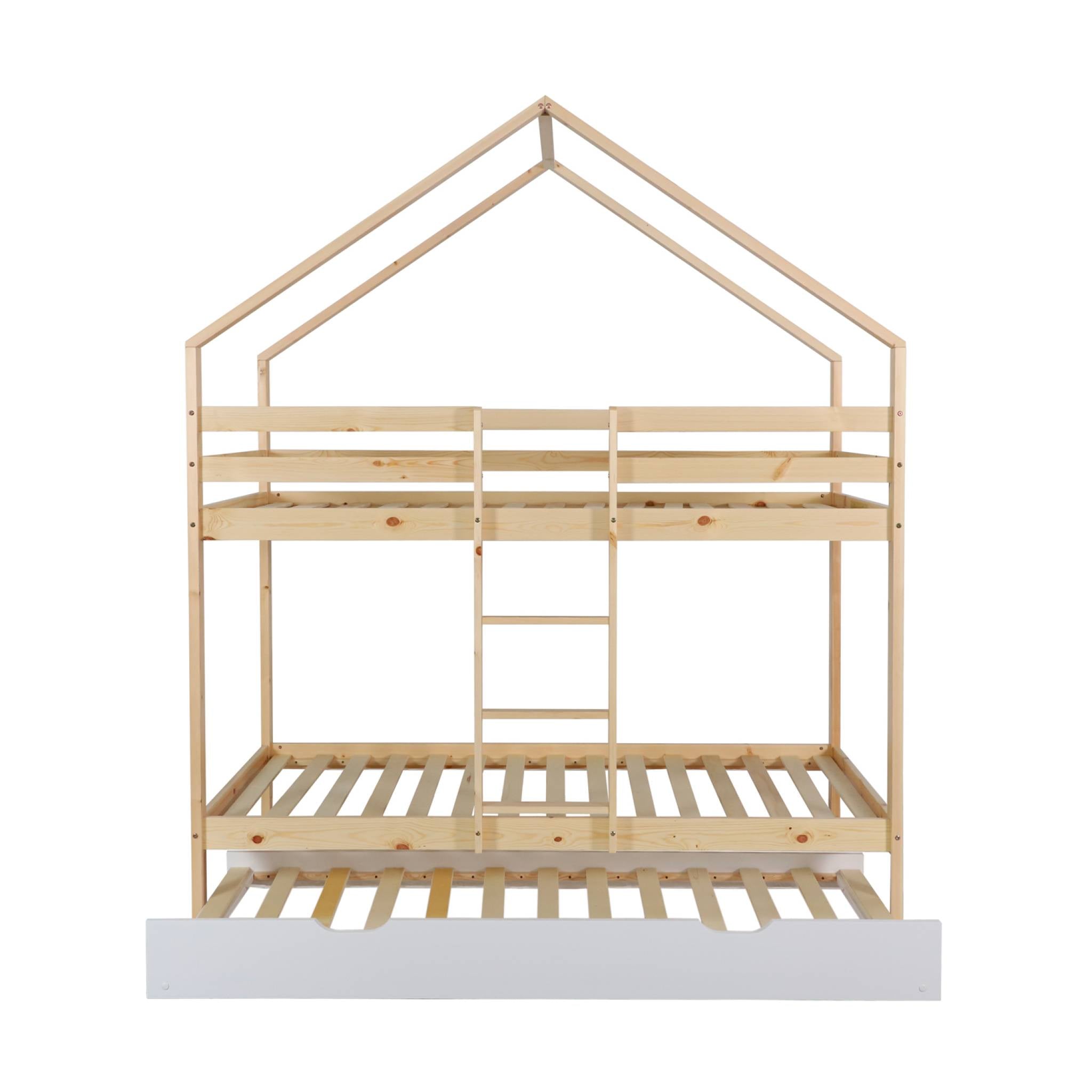 Letto a castello per bambini cabina 190 cm pino naturale con cassetto,