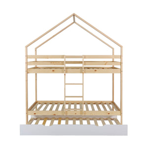 Letto a castello per bambini cabina 190 cm pino naturale con cassetto,