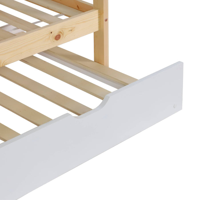 Letto a castello per bambini cabina 190 cm pino naturale con cassetto,