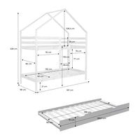 Letto a castello per bambini cabina 190 cm pino naturale con cassetto,