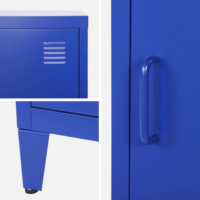 Comodino industriale, 1 anta, blu