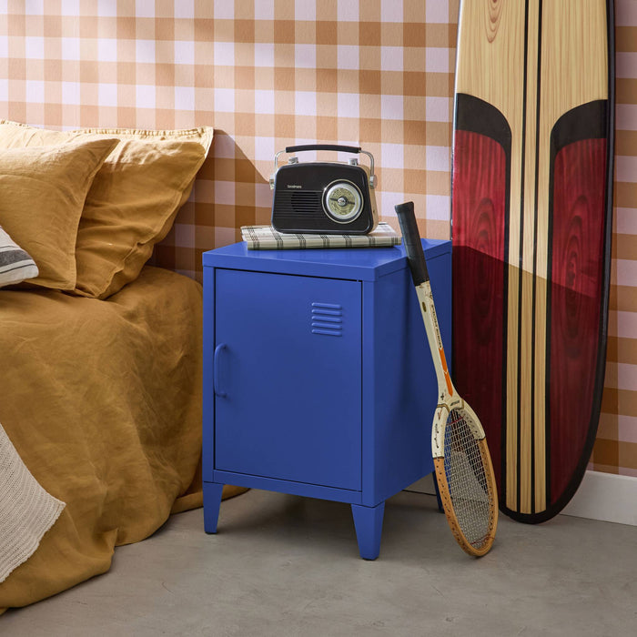 Comodino industriale, 1 anta, blu