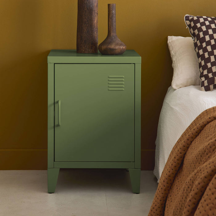 Comodino industriale, 1 anta, verde kaki