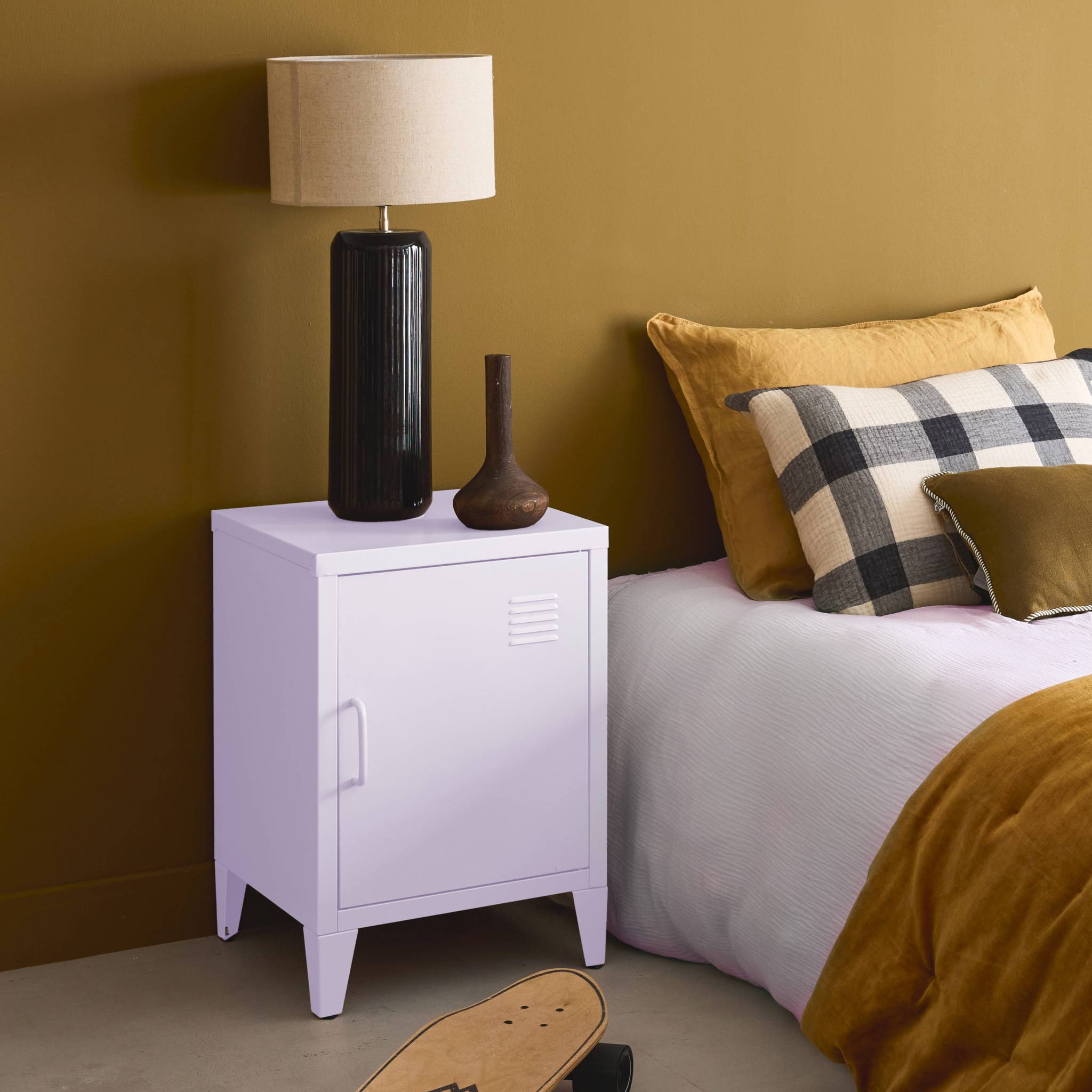 Comodino industriale, 1 anta, lilas