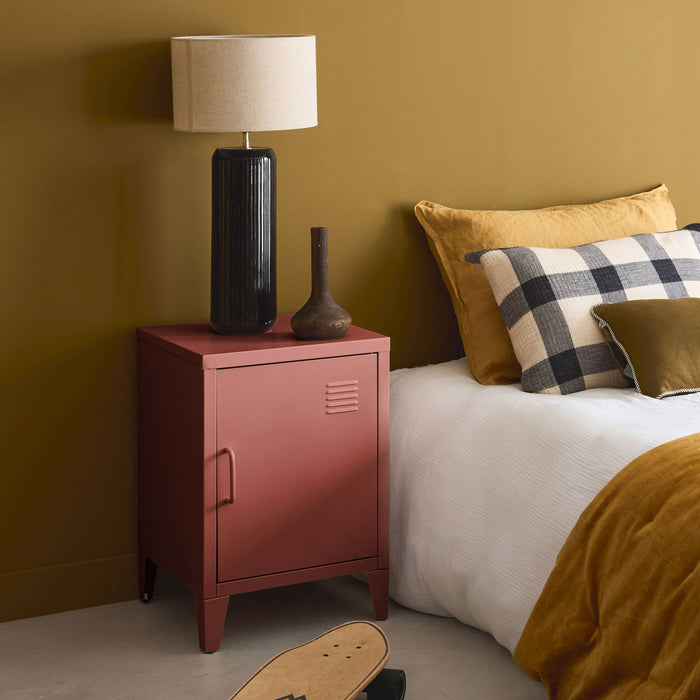 Comodino industriale, 1 anta, terracotta