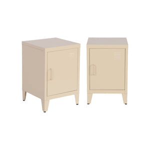 Set 2 comodini industriali, 1 anta, beige