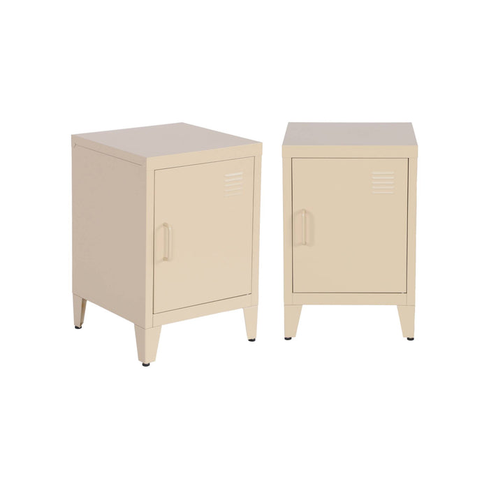 Set 2 comodini industriali, 1 anta, beige